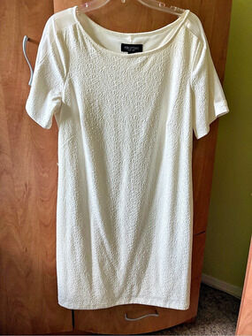 Perceptions New York Textured Mini Dress White Size 14 Like New
